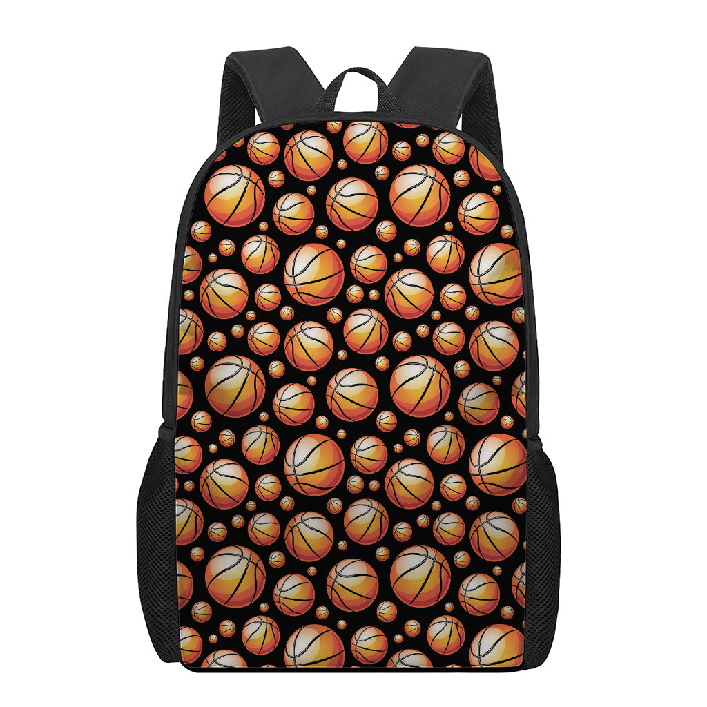 Black Basketball Pattern Print 17 Inch Backpack