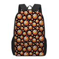 Black Basketball Pattern Print 17 Inch Backpack