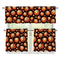 Black Basketball Pattern Print 3 Piece Kitchen Curtains