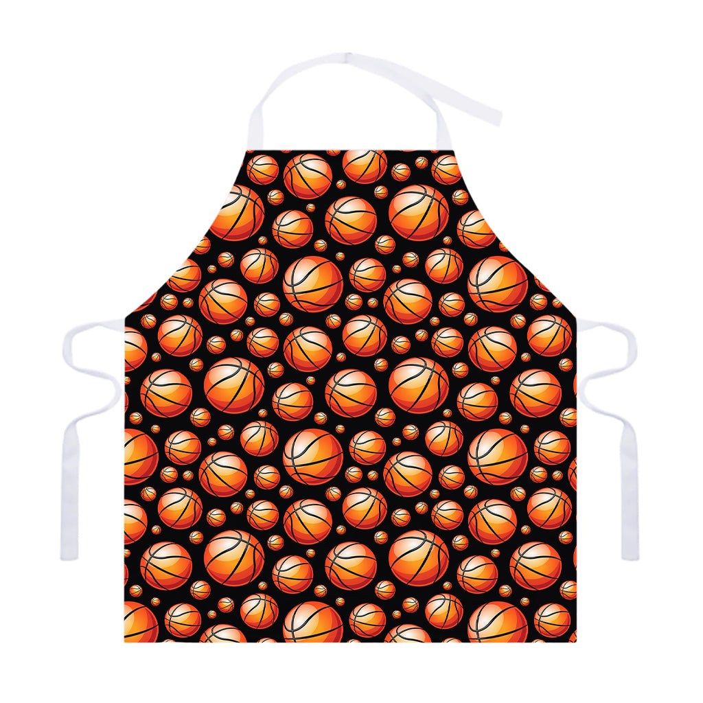 Black Basketball Pattern Print Adjustable Apron