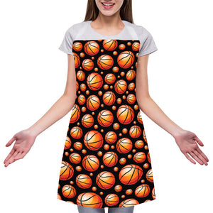 Black Basketball Pattern Print Adjustable Apron