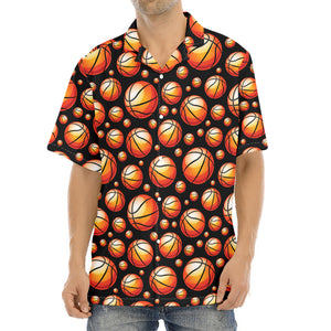 Black Basketball Pattern Print Aloha Shirt