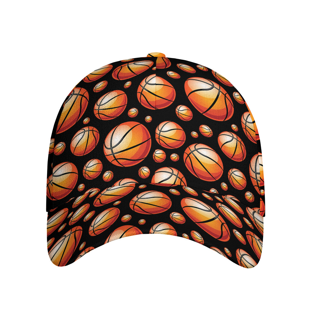 Black Basketball Pattern Print Baseball Cap