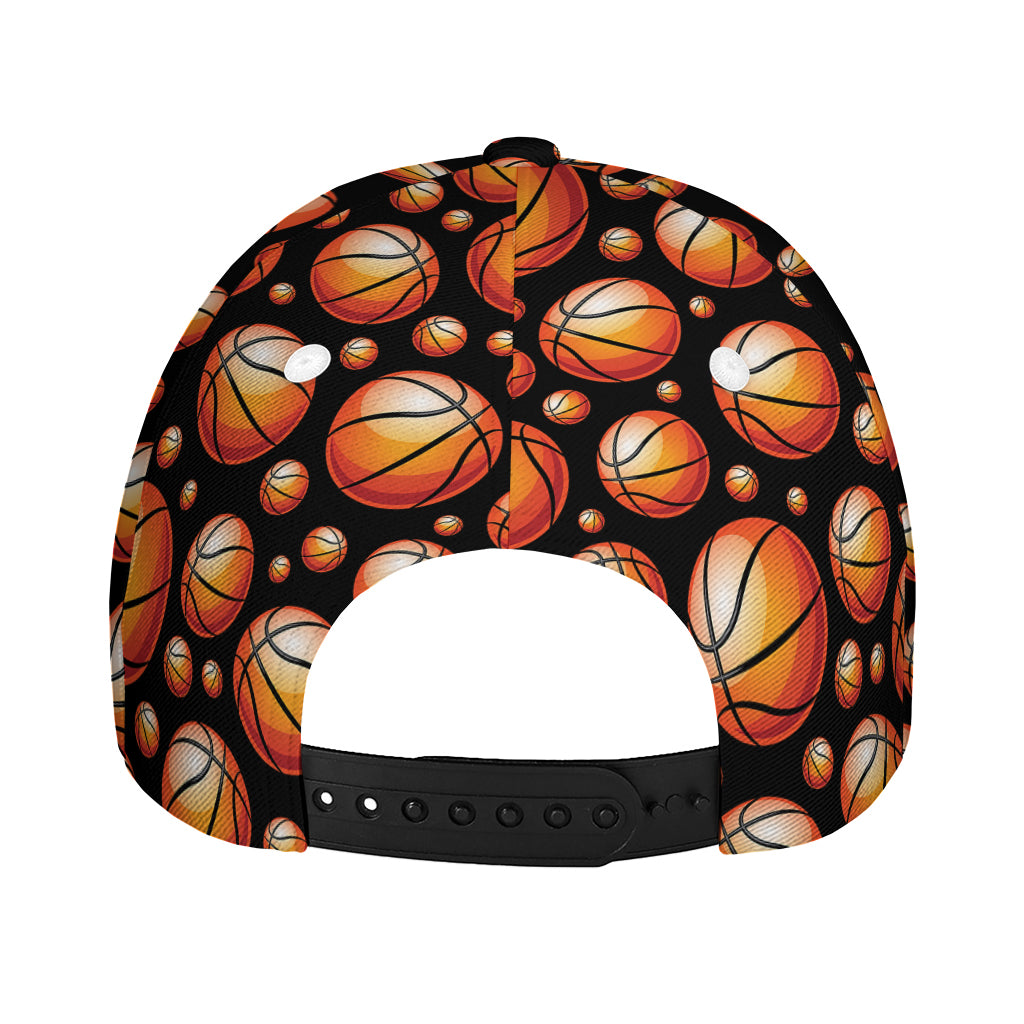 Black Basketball Pattern Print Baseball Cap