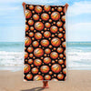 Black Basketball Pattern Print Beach Towel