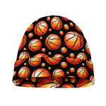Black Basketball Pattern Print Beanie