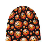 Black Basketball Pattern Print Beanie