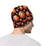 Black Basketball Pattern Print Beanie
