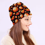Black Basketball Pattern Print Beanie