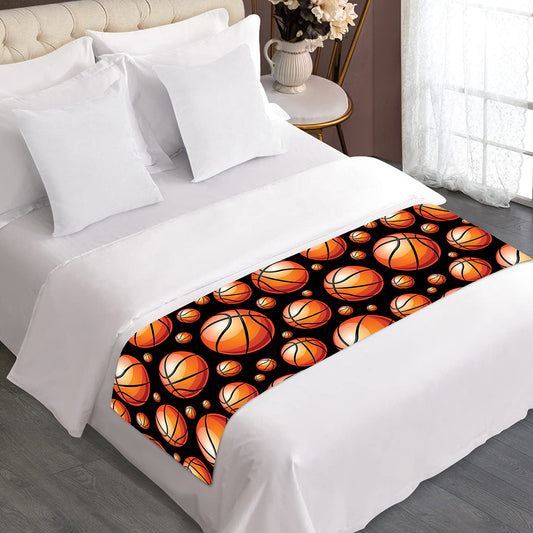 Black Basketball Pattern Print Bed Runner