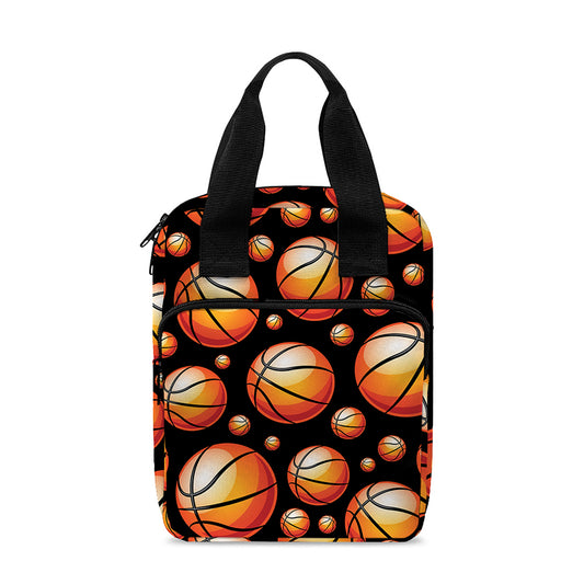 Black Basketball Pattern Print Bible Tote Bag