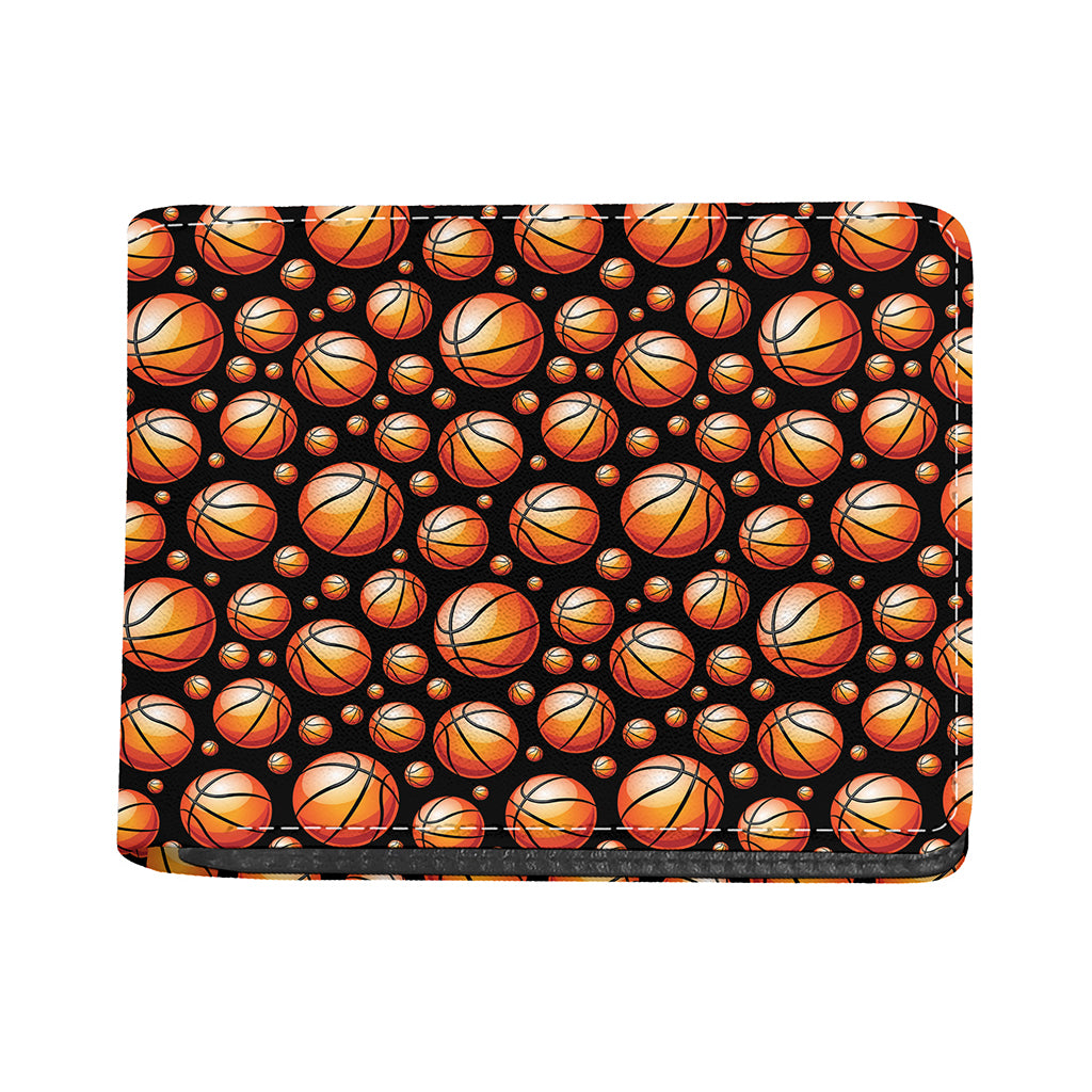 Black Basketball Pattern Print Bifold Wallet