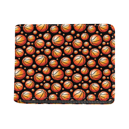 Black Basketball Pattern Print Bifold Wallet