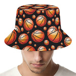 Black Basketball Pattern Print Bucket Hat