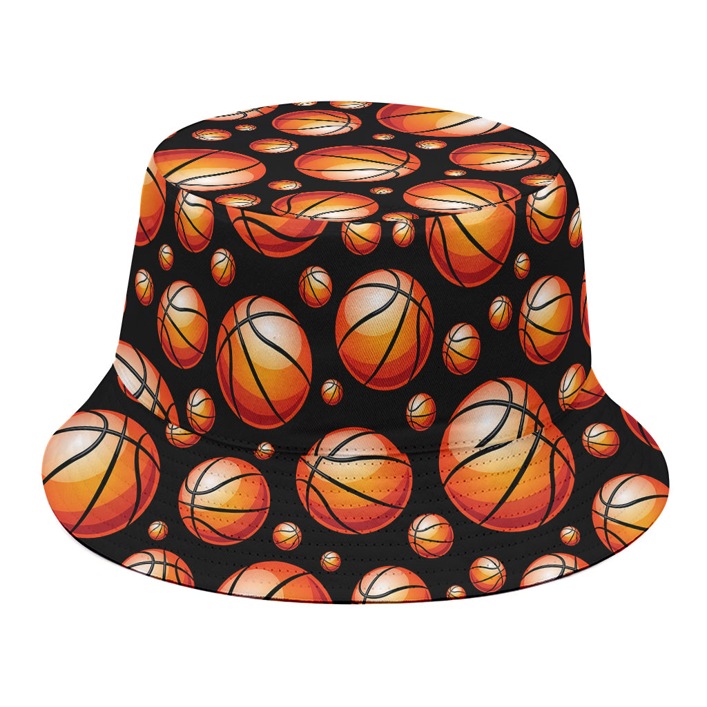 Black Basketball Pattern Print Bucket Hat