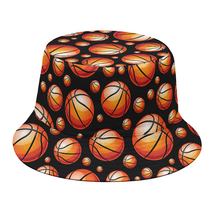 Black Basketball Pattern Print Bucket Hat