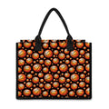 Black Basketball Pattern Print Canvas Tote Bag