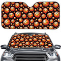 Black Basketball Pattern Print Car Windshield Sun Shade