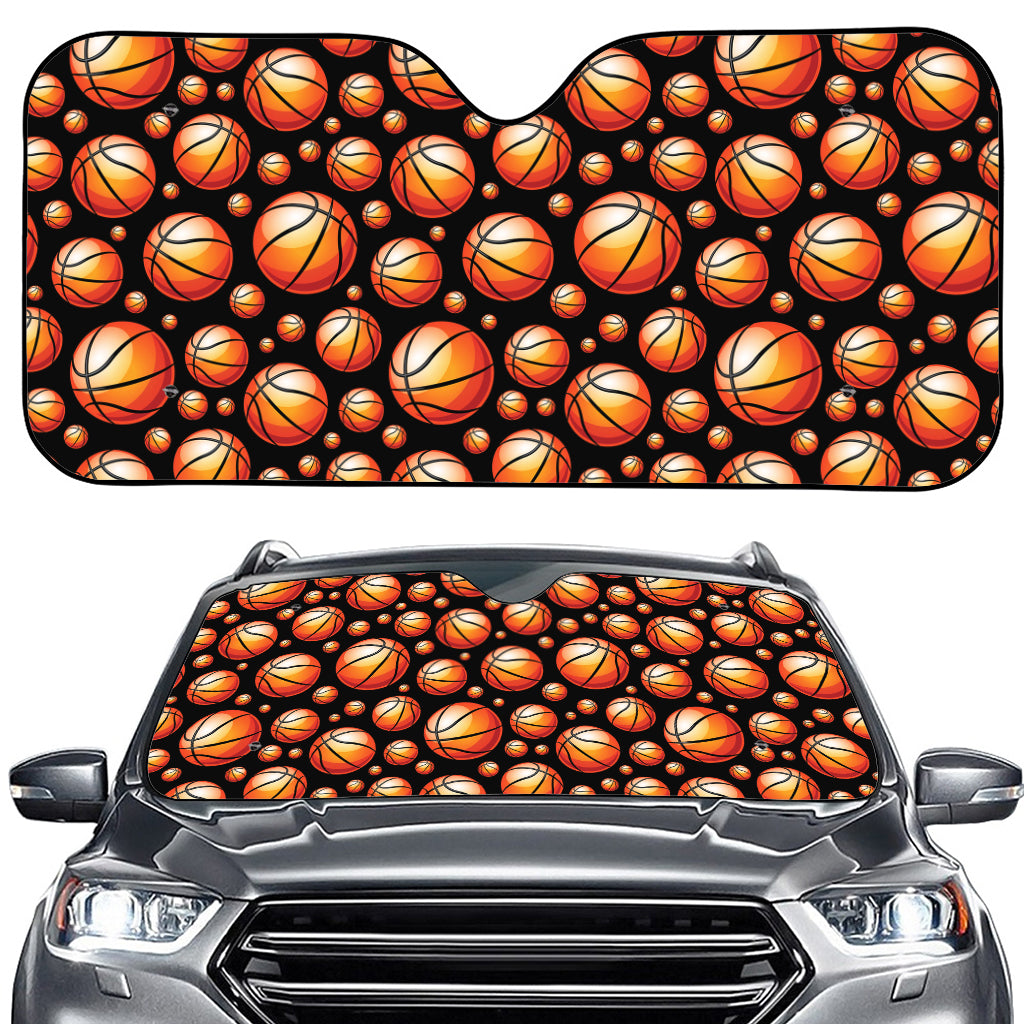 Black Basketball Pattern Print Car Windshield Sun Shade