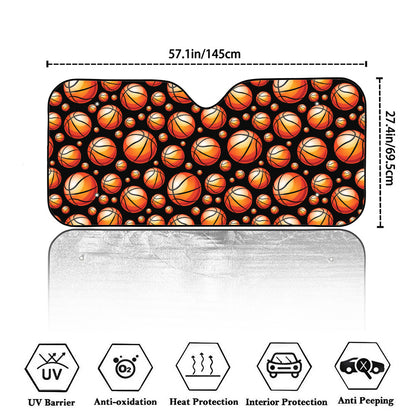 Black Basketball Pattern Print Car Windshield Sun Shade