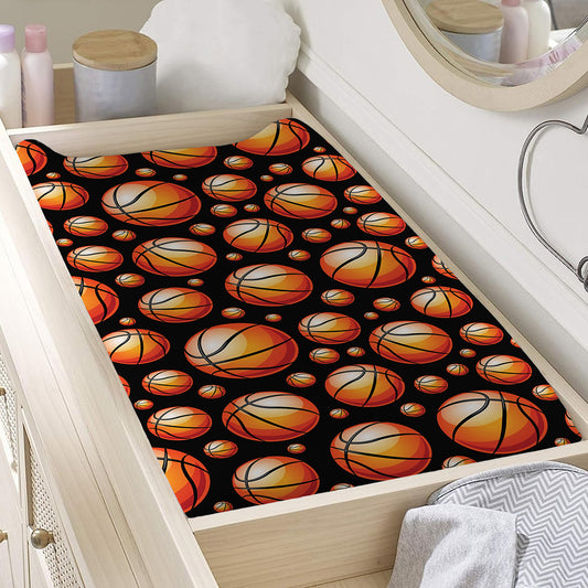 Black Basketball Pattern Print Changing Pad Cover