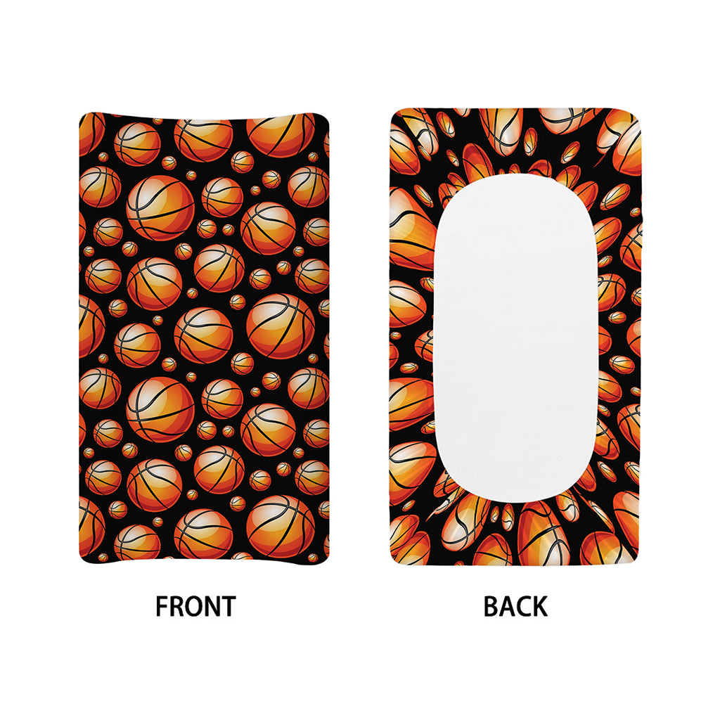 Black Basketball Pattern Print Changing Pad Cover