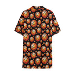 Black Basketball Pattern Print Cotton Hawaiian Shirt