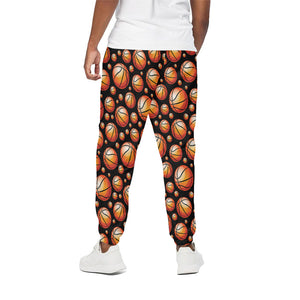 Black Basketball Pattern Print Cotton Pants