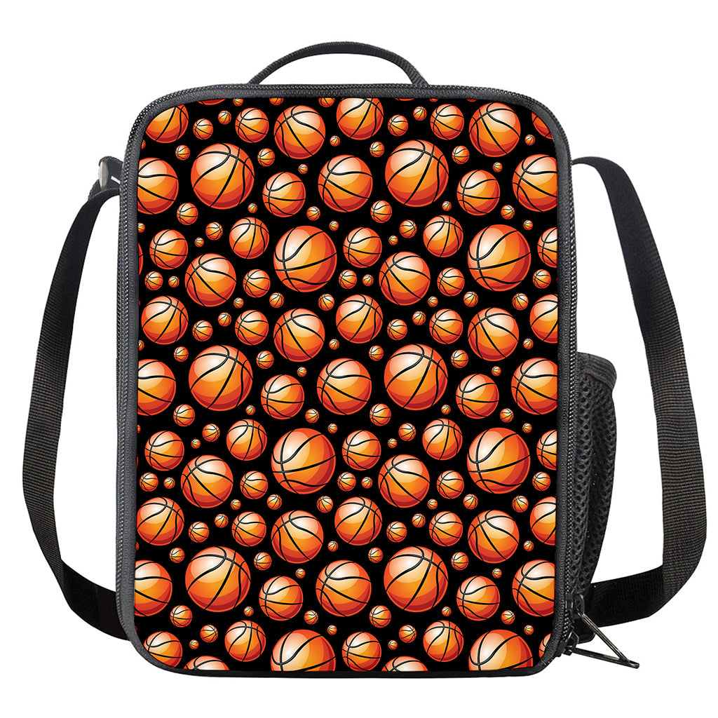 Black Basketball Pattern Print Crossbody Lunch Bag