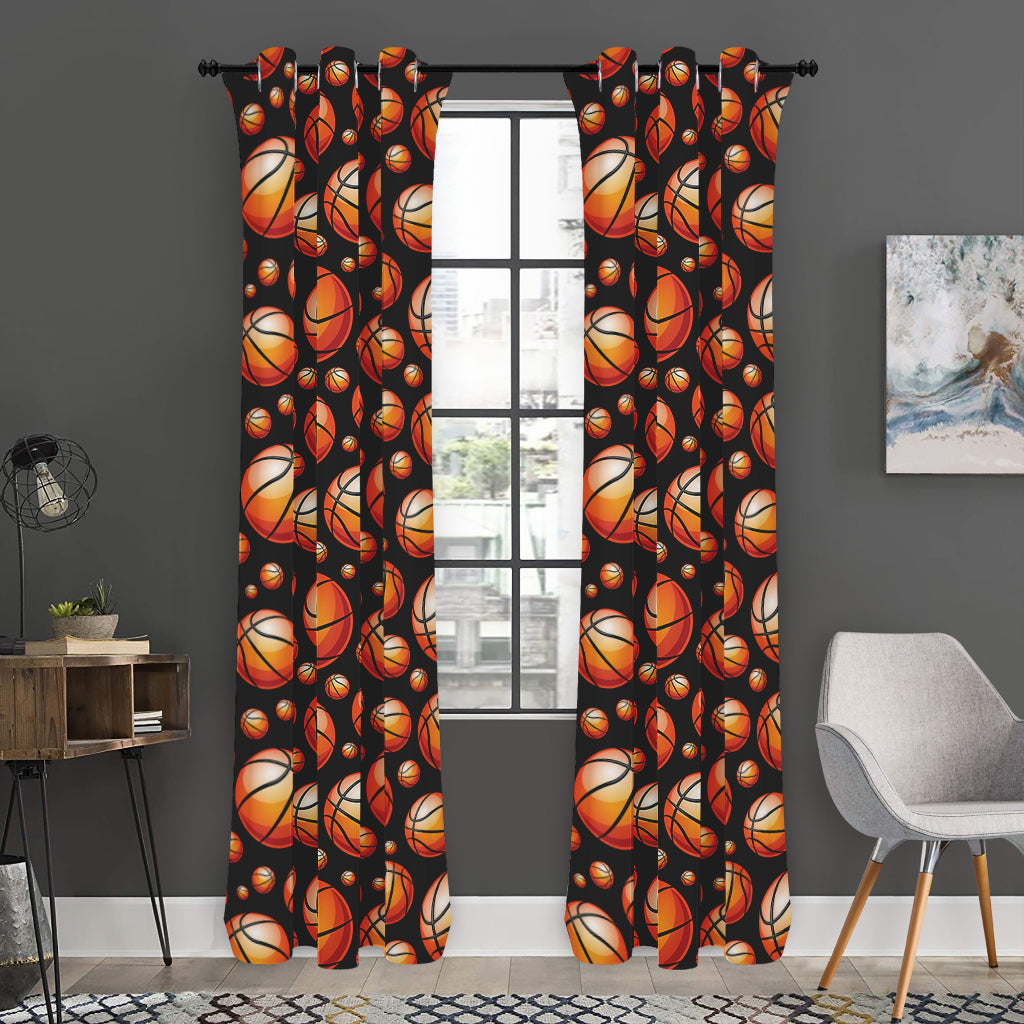 Black Basketball Pattern Print Curtain
