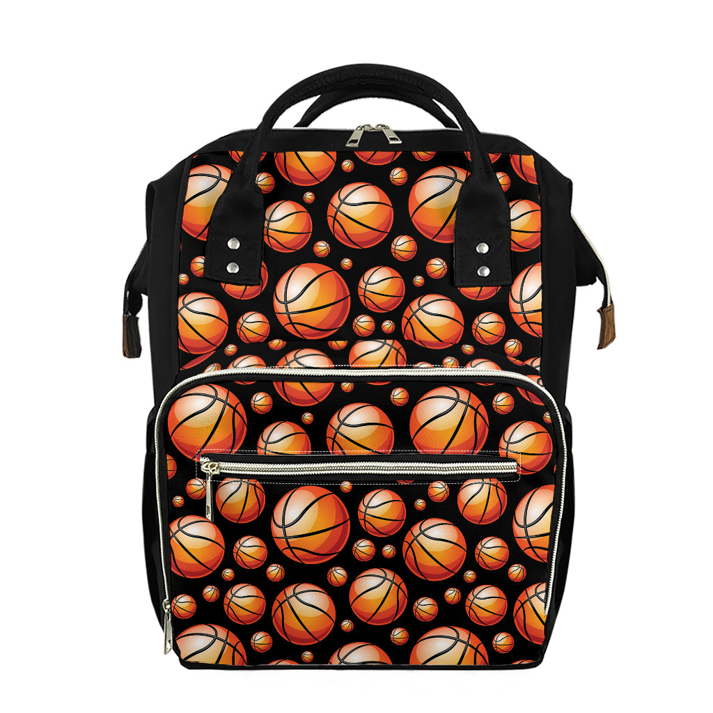 Black Basketball Pattern Print Diaper Bag