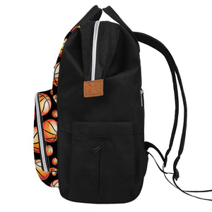 Black Basketball Pattern Print Diaper Bag