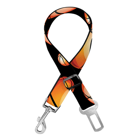 Black Basketball Pattern Print Dog Seat Belt