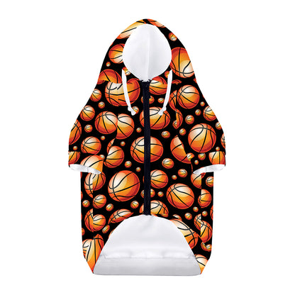 Black Basketball Pattern Print Dog Zip Up Hoodie