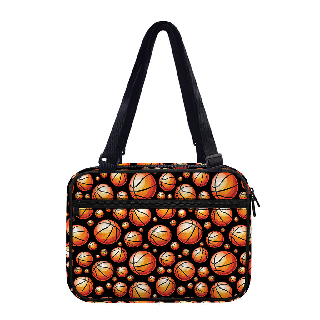Black Basketball Pattern Print Double Strap Bible Bag