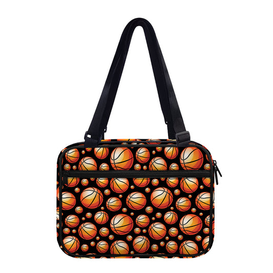 Black Basketball Pattern Print Double Strap Bible Bag
