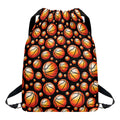 Black Basketball Pattern Print Drawstring Backpack