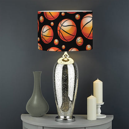Black Basketball Pattern Print Drum Lamp Shade