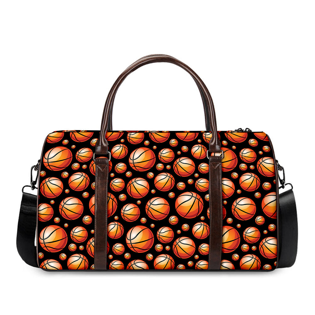 Black Basketball Pattern Print Duffle Bag