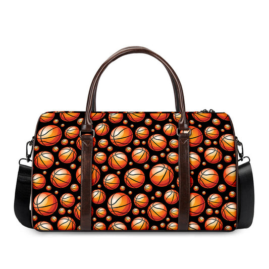 Black Basketball Pattern Print Duffle Bag