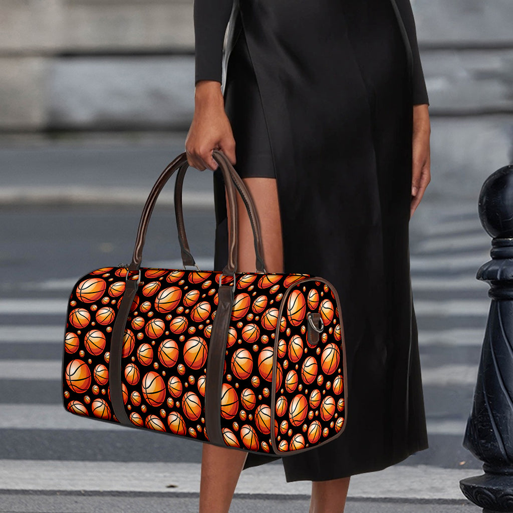Black Basketball Pattern Print Duffle Bag