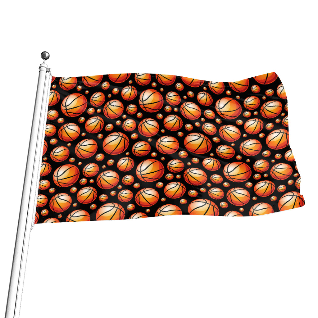 Black Basketball Pattern Print Flag