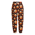 Black Basketball Pattern Print Fleece Lined Knit Pants