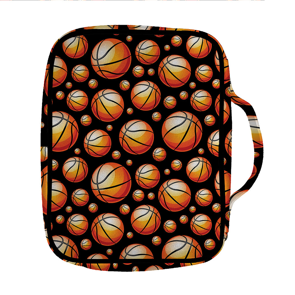 Black Basketball Pattern Print Front Pocket Bible Bag