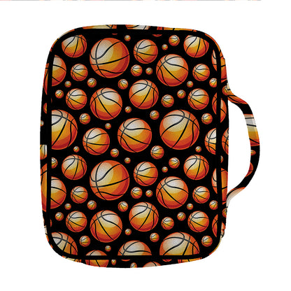 Black Basketball Pattern Print Front Pocket Bible Bag