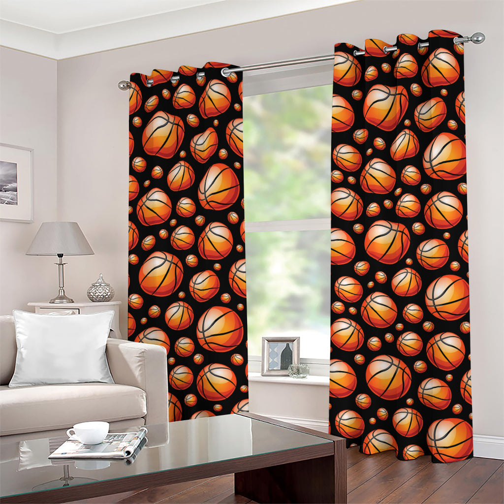 Black Basketball Pattern Print Grommet Curtains