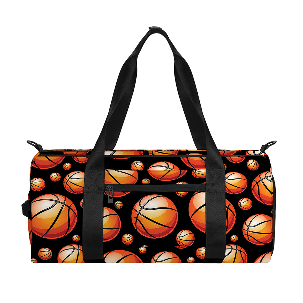 Black Basketball Pattern Print Gym Bag