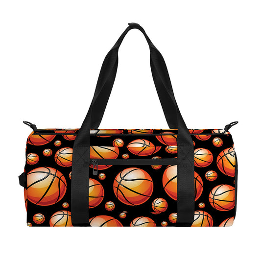 Black Basketball Pattern Print Gym Bag