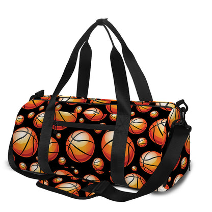 Black Basketball Pattern Print Gym Bag