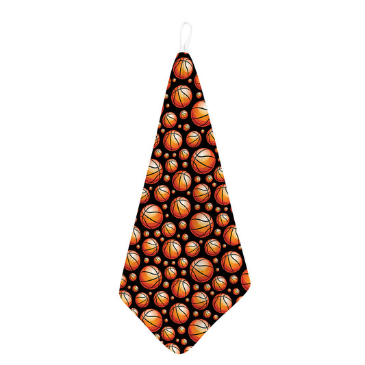 Black Basketball Pattern Print Hand Towel